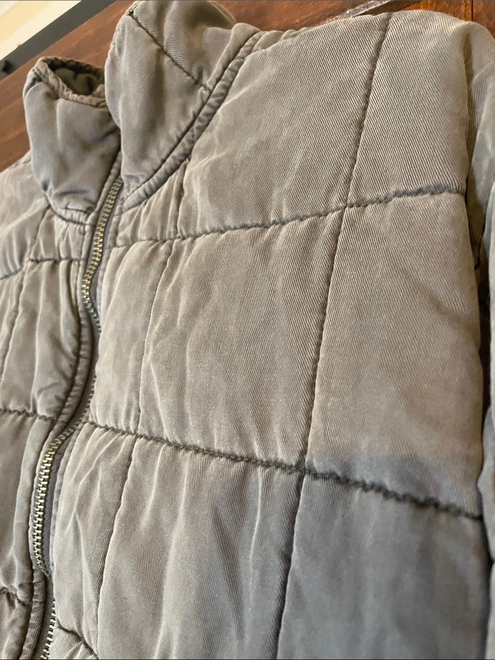 Free People charcoal gray Dolman quilted jacket SzL - Picture 3 of 8